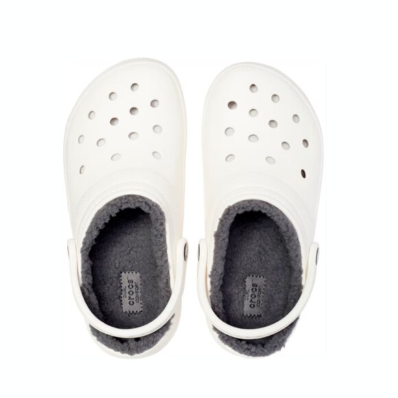 Crocs Classic Lined Clogs White / Grey Womens 9 / Mens 7 - Picture 1 of 6